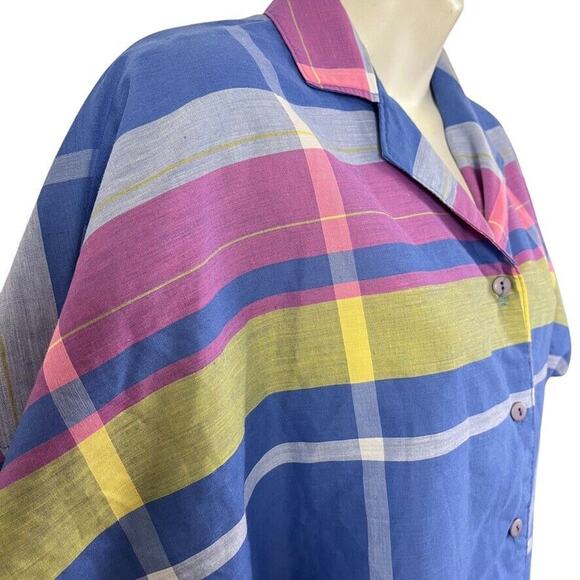 Ms Paquette Vintage USA Made Plaid Dolman Sleeve Button Up Top Blouse Shirt sz S - Picture 4 of 14